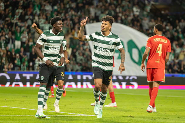 Luis Suarez celebrating after goal seen in football match between Sporting CP and LASK in UEFA Champions League 2026 27 at Estadio JosÃ Alvalade, Lisboa, Portugal (Luis Loureiro Ball Raw Images PT) Lisboa Estadio JosÃ Alvalade Portugal Copyright: xLuisxLoureirox LloureiroSPCxLUSK-3249