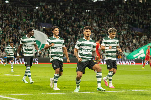 Luis Suarez celebrating after goal seen in football match between Sporting CP and LASK in UEFA Champions League 2026 27 at Estadio JosÃ Alvalade, Lisboa, Portugal (Luis Loureiro Ball Raw Images PT) Lisboa Estadio JosÃ Alvalade Portugal Copyright: xLuisxLoureirox LloureiroSPCxLUSK-3284