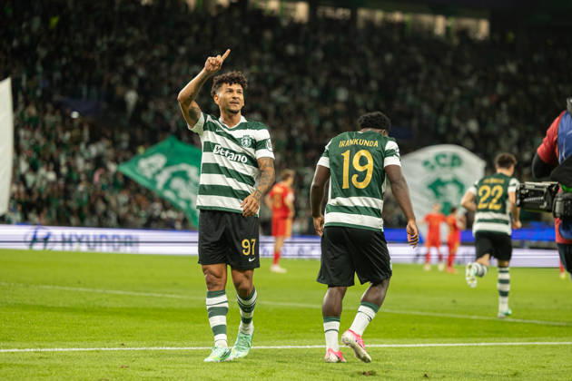 Luis Suarez celebrating after goal seen in football match between Sporting CP and LASK in UEFA Champions League 2026 27 at Estadio JosÃ Alvalade, Lisboa, Portugal (Luis Loureiro Ball Raw Images PT) Lisboa Estadio JosÃ Alvalade Portugal Copyright: xLuisxLoureirox LloureiroSPCxLUSK-3376