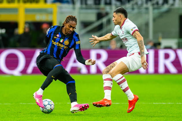 Djed Spence Gleiker Mendoza seen during UEFA Champions League 2026 27 league phase game between Internazionale Milano and FC Shakhtar Donetsk (Gleb Soboliev Ball Raw Images) Milan San Siro Italy Copyright: xGlebxSobolievx glebsoboliev_inter_shakhtar_010