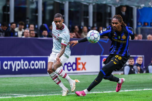 Pedro Henrique of FC Shakhtar Donetsk competes for the ball with Djed Spence of FC Internazionale during UEFA Champions League 2026 27 League Phase - Matchday 3 football match between FC Internazionale and FC Shakhtar Donetsk. Italy Copyright: xBEAUTIFULxSPORTS Carabellix