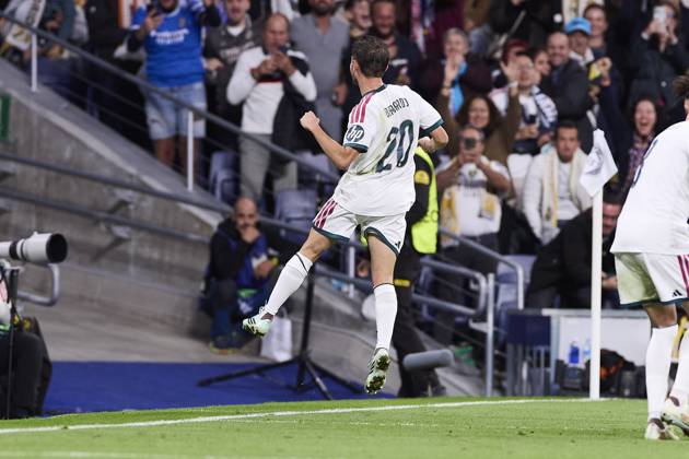 October 21, 2026, Madrid, Spain: Bernardo Silva (Real Madrid CF) celebrates a goal during the UEFA Champions League 2026 2027 match between Real Madrid CF and RB Leipzig..Final score: Real Madrid 4-1 RB Leipzig. Madrid Spain - ZUMAs197 20261021_aaa_s197_412 Copyright: xFedericoxTitonex