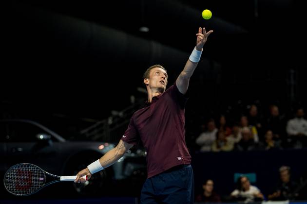 Jiri Lehecka of the Czech Republic pictured in action during the European Open ATP, Tennis Herren tennis tournament in Brussels, on Thursday 22 October. This year s edition of the tournament is taking place from 17 to 25 October JASPERxJACOBS  x190644493x