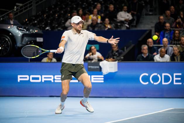 Raphael Collignon of Belgium pictured in action during the European Open ATP, Tennis Herren tennis tournament in Brussels, on Thursday 22 October. This year s edition of the tournament is taking place from 17 to 25 October JASPERxJACOBS  x190644864x