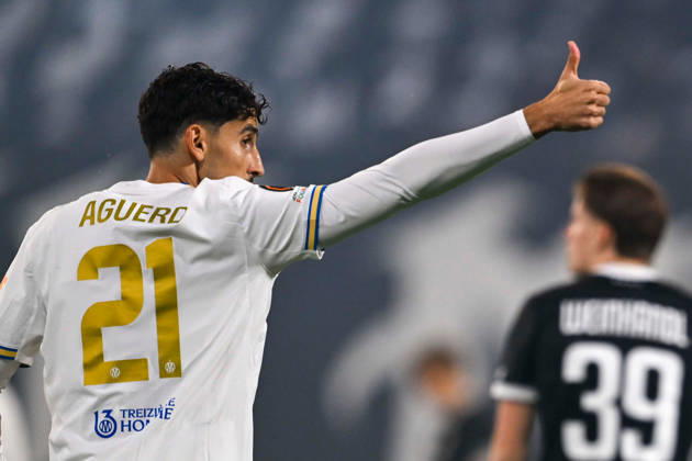 SOCCER - UEFA EL, Sturm vs Marseille GRAZ,AUSTRIA,22.OCT.26 - SOCCER - UEFA Europa League, SK Sturm Graz vs Olympique de Marseille. Image shows Nayef Aguerd (Marseille).  GEPAxpictures xAvnixRetkoceri