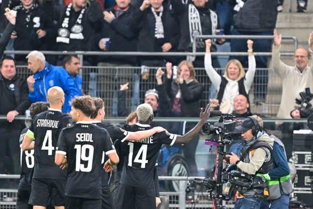 SOCCER - UEFA EL, Sturm vs Marseille GRAZ,AUSTRIA,22.OCT.26 - SOCCER - UEFA Europa League, SK Sturm Graz vs Olympique de Marseille. Image shows the rejoicing of Sturm.  GEPAxpictures xAvnixRetkoceri