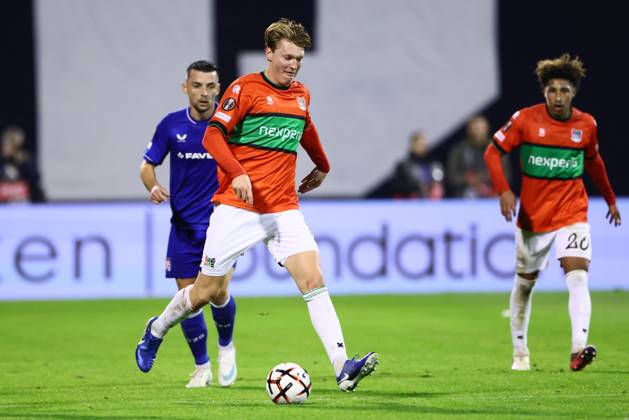 ZAGREB , 22-10-2026 , Maksimir Stadium , season 2026 2027 , Europa League football match day 3 , match between Dinamo Zagreb and NEC , Picture shows NEC player Perr Schuurs Dinamo Zagreb - NEC  x208957559x Copyright: