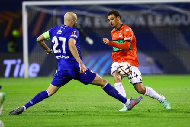 ZAGREB , 22-10-2026 , Maksimir Stadium , season 2026 2027 , Europa League football match day 3 , match between Dinamo Zagreb and NEC , Picture shows NEC player Deverson Fonville Dinamo Zagreb - NEC  x208957982x Copyright: