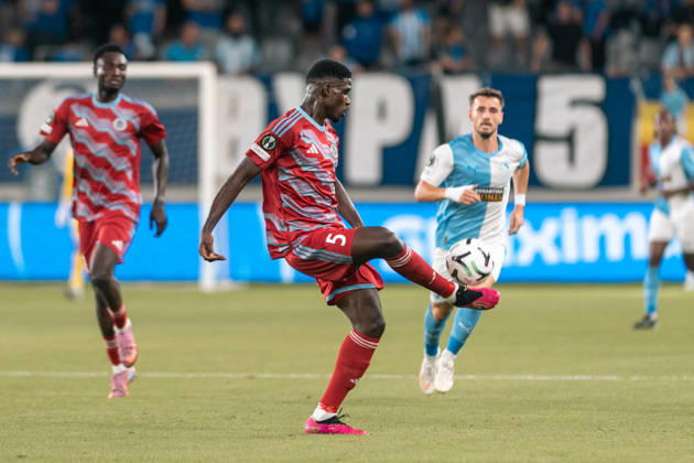 October 22, 2026, Limassol, Limassol, CYPRUS: KARL WASSOM 5 of Riga in action during the Conference League Matchday 2 game between Pafos and Riga at Alpha Mega Stadium in Kolossi,Limassol,Cyprus on 22 of October 2026. Limassol CYPRUS - ZUMAk195 20261022_znp_k195_011 Copyright: xXenophonxKarakalosx