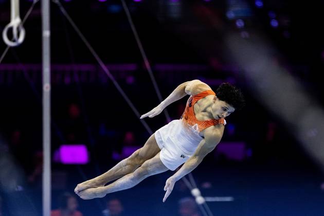 ROTTERDAM - Jermain Gruenberg (NED) during the All-Around final at the World Gymnastics Championships in Rotterdam Ahoy. IRIS VAN DEN BROEK ANP xVIxANPxSportx xxANPxIVx 573287021 originalFilename: 573287021.jpg