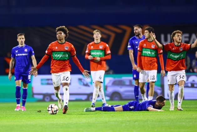 ZAGREB , 22-10-2026 , Maksimir Stadium , season 2026 2027 , Europa League football match day 3 , match between Dinamo Zagreb and NEC , Picture shows NEC player Noe Lebreton Dinamo Zagreb - NEC  x208959300x Copyright: