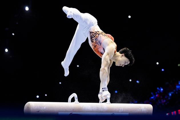 ROTTERDAM - Jermain Gruenberg (NED) during the All-Around final at the World Gymnastics Championships in Rotterdam Ahoy. IRIS VAN DEN BROEK ANP xVIxANPxSportx xxANPxIVx 573291143 originalFilename: 573291143.jpg
