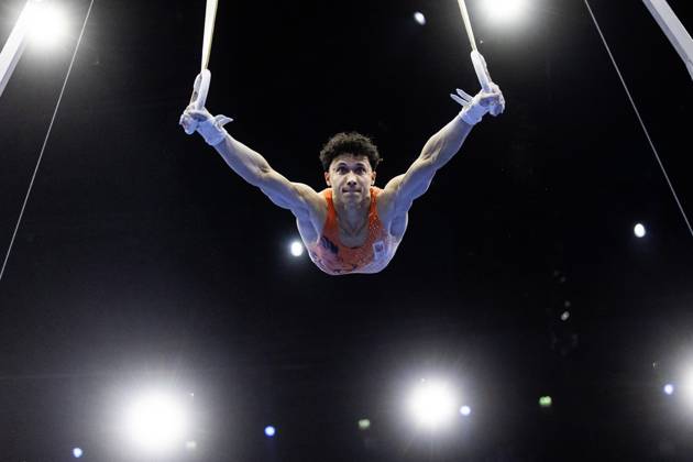 ROTTERDAM - Jermain Gruenberg (NED) during the All-Around final at the World Gymnastics Championships in Rotterdam Ahoy. IRIS VAN DEN BROEK ANP xVIxANPxSportx xxANPxIVx 573291543 originalFilename: 573291543.jpg