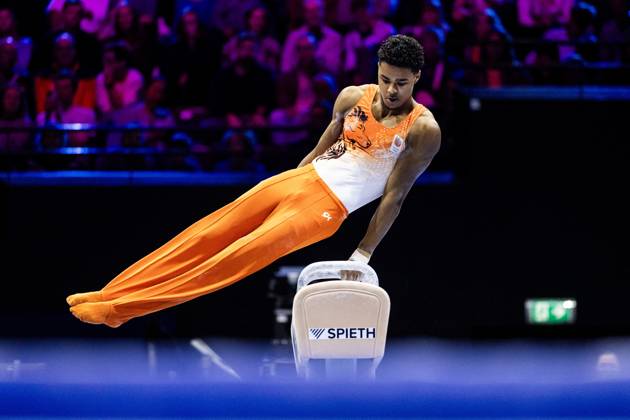 ROTTERDAM - Elijah Faverus (NED) during the All-Around final at the World Gymnastics Championships in Rotterdam Ahoy. IRIS VAN DEN BROEK ANP xVIxANPxSportx xxANPxIVx 573291777 originalFilename: 573291777.jpg