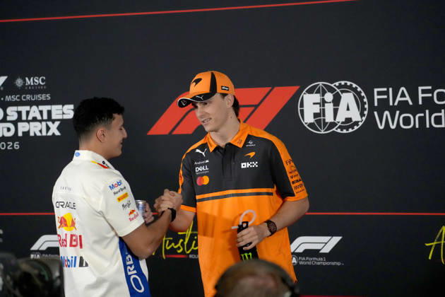 22.10.2026, Circuit of The Americas, Austin, FORMULA 1 MSC CRUISES UNITED STATES GRAND PRIX 2026 , im Bild Isack Hadjar (FRA), Oracle Red Bull Racing, Oscar Piastri (AUS), McLaren Mastercard F1 Team (Photo by Hasan Bratic DeFodi Images) -