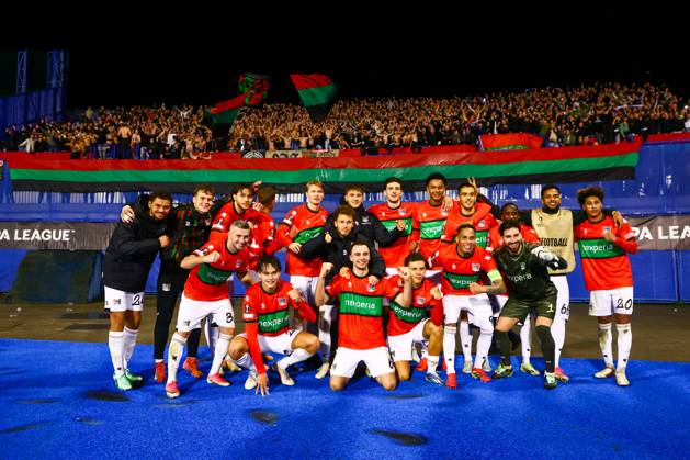 ZAGREB , 22-10-2026 , Maksimir Stadium , season 2026 2027 , Europa League football match day 3 , match between Dinamo Zagreb and NEC , Picture shows NEC celebrating the 2-4 win Dinamo Zagreb - NEC  x208960244x Copyright: