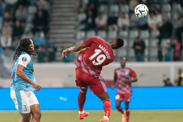 October 22, 2026, Limassol, Limassol, CYPRUS: MUHAMMED BADAMOSI 19 of Riga in action during the Conference League Matchday 2 game between Pafos and Riga at Alpha Mega Stadium in Kolossi,Limassol,Cyprus on 22 of October 2026. Limassol CYPRUS - ZUMAk195 20261022_znp_k195_031 Copyright: xXenophonxKarakalosx