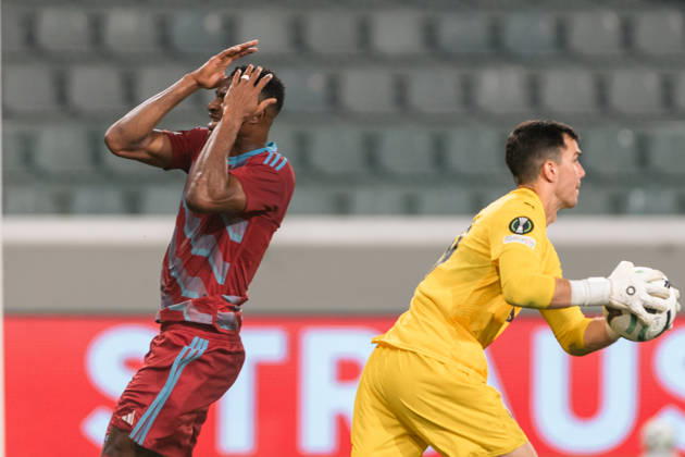 October 22, 2026, Limassol, Limassol, CYPRUS: MUHAMMED BADAMOSI 19 of Riga reacts during the Conference League Matchday 2 game between Pafos and Riga at Alpha Mega Stadium in Kolossi,Limassol,Cyprus on 22 of October 2026. Limassol CYPRUS - ZUMAk195 20261022_znp_k195_033 Copyright: xXenophonxKarakalosx