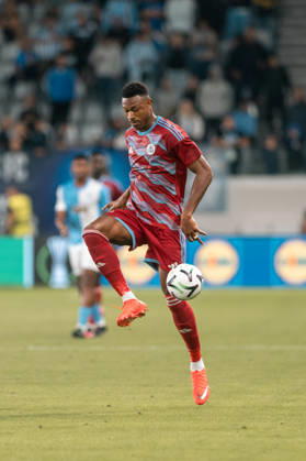 October 22, 2026, Limassol, Limassol, CYPRUS: MUHAMMED BADAMOSI 19 of Riga in action during the Conference League Matchday 2 game between Pafos and Riga at Alpha Mega Stadium in Kolossi,Limassol,Cyprus on 22 of October 2026. Limassol CYPRUS - ZUMAk195 20261022_znp_k195_035 Copyright: xXenophonxKarakalosx