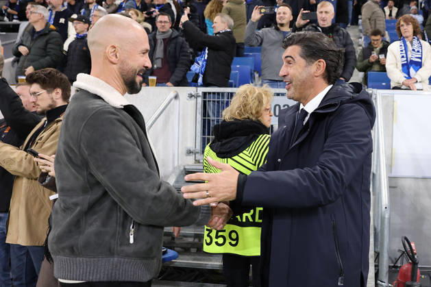 Sinsheim, Germany - Octobre 22: headcoach Christian Ilzer (TSG 1899 Hoffenheim) and headcoach Paulo Fonseca (Olympique Lyonnais) during the UEFA Europa League phase Matchday 3 2026 27 match between TSG Hoffenheim and Olympique Lyon at Rhein Neckar Arena on Octobre, 2026 in Sinsheim, Germany Copyright: HMBxMedia JoaquimxFerreira