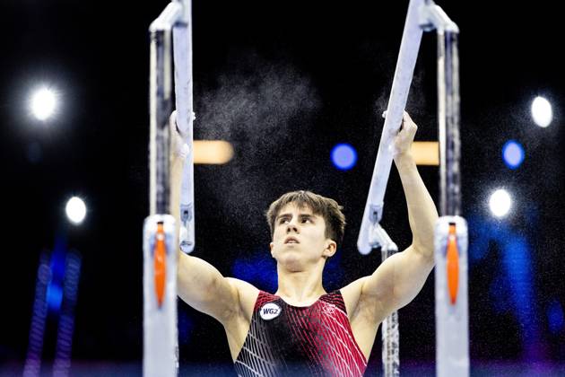 ROTTERDAM - Arsenii Dukhno (WG2) during the All-Around final at the World Gymnastics Championships in Rotterdam Ahoy. IRIS VAN DEN BROEK ANP xVIxANPxSportx xxANPxIVx 573293340 originalFilename: 573293340.jpg