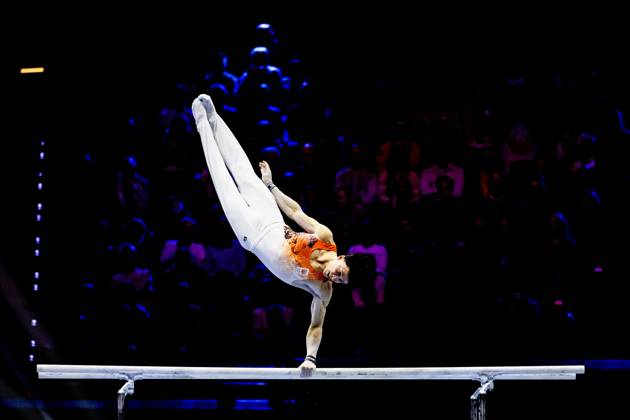 ROTTERDAM - Jermain Gruenberg (NED) during the All-Around final at the World Gymnastics Championships in Rotterdam Ahoy. IRIS VAN DEN BROEK ANP xVIxANPxSportx xxANPxIVx 573295199 originalFilename: 573295199.jpg