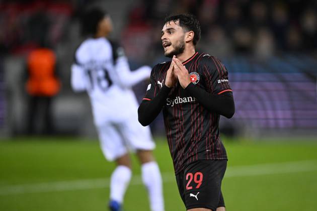 FC Midtjylland v Sint-Truidense VV - UEFA Conference League HERNING, DENMARK - OCTOBER 22 : Watjen Kjell midfielder of Midtjylland missing an opportunity during the UEFA Conference League 2026 27 League Phase matchday 2 match between FC Midtjylland and Sint-Truidense VV on October 22, 2026 in Herning, Denmark, 22 10 2026 Herning Denmark  Copyright: xTomasxSiskx