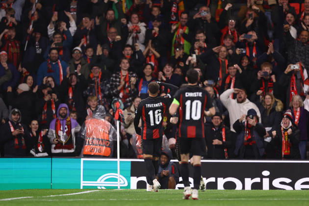 Bournemouth v AC Milan 22 October 2026, Bournemouth - UEFA Europa League - Bournemouth v AC Milan - Marcus Tavernier of Bournemouth celebrates scoring their 2nd goal from the penalty spot with the fans retiring his salute - Photo: Jacques Feeney Offside. Bournemouth UK Copyright: xJacquesxFeeneyx xOffsidexOffside