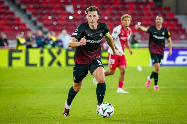Fussball UEFA Conference League 2026 - 2027, 2. Spieltag - AS Monaco vs SC Freiburg - Stadion Louis II (Monaco): Maximilian Eggestein (SC Freiburg, 8) Copyright: xJOERANxSTEINSIEKx