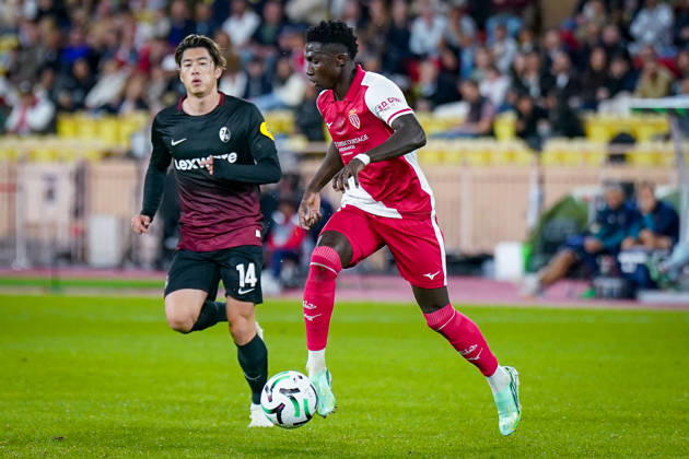 Fussball UEFA Conference League 2026 - 2027, 2. Spieltag - AS Monaco vs SC Freiburg - Stadion Louis II (Monaco): Lamine Camara (AS Monaco, 8) am Ball Copyright: xJOERANxSTEINSIEKx