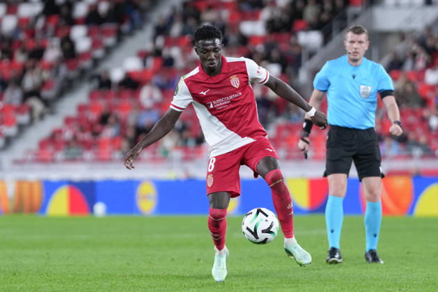 Lamine Camara (AS Monaco, 08) am Ball , Monaco, Fussball, UEFA Conference League, 2. Spieltag, Ligaphase , 2026 2027, AS Monaco vs. SC Freiburg, 22.10.2026, Stade Louis II, Monaco Monaco Stade Louis II Fontvieille Monaco Copyright: xArnexAmbergx
