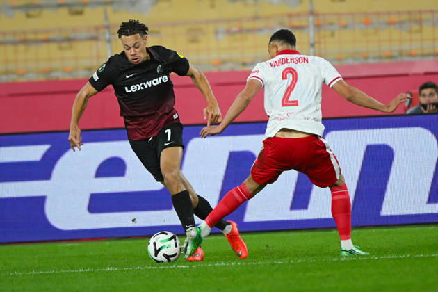 FOOTBALL : AS Monaco VS SC Freiburg - UEFA Conference League - 22 10 2026 Derry Scherhant (SC Freiburg) - UEFA Conference League match between AS Monaco and SC Freiburg on October 22, 2026 at the Louis II Stadium in Monaco. MonacoMonaco  Copyright: xWilliamxCannarellax