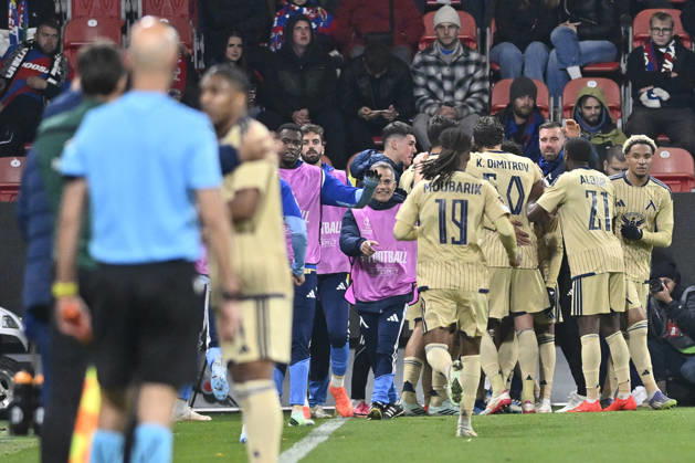 Fotball UEFA Europa League 3rd round match: Viktoria Plzen vs Levski Sofia in Pilsen, Czech Republic, October 22, 2026. Soccer players of Levski Sofia celebrate second goal. (CTKxPhoto MiroslavxChaloupka) CTKPhotoP2026102210648  CTKPhotoP2026102210648