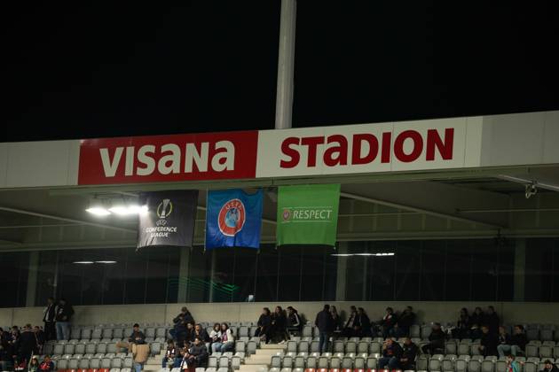 THUN, BERN - OCTOBER 22: A general view of VISANA STADION before the UEFA Conference League match between FC Thun and HNK Hajduk Split at VISANA STADION on October 22, 2026 in Thun, Bern, Switzerland. Copyright: xLivioxBaeriswylx xSPPx Sportspressphoto_SPR263696