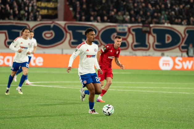 THUN, BERN - OCTOBER 22: Mathieu Acapandié of HNK Hajduk Split during the UEFA Conference League match between FC Thun and HNK Hajduk Split at VISANA STADION on October 22, 2026 in Thun, Bern, Switzerland. Copyright: xLivioxBaeriswylx xSPPx Sportspressphoto_SPR263724