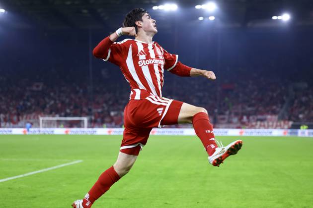 UEFA Europa League - Olympiacos FC vs AC Sparta Praha - Armando Gonzalez of Olympiacos FC celebrates after scoring during the UEFA Europa League Phase matchday 3 soccer match between Olympiacos FC and AC Sparta Praha at the Georgios Karaiskakis Stadium in Piraeus, Greece, 22 October 2026. IMAGO ONE INCH PRODUCTIONS PIRAEUS GREECE Copyright: xONExINCHxPRODUCTIONSx 7133655