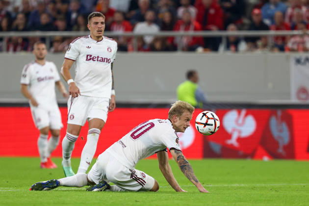Olympiacos F.C. v AC Sparta Prague UEFA Europa League Jaroslav Zelený of AC Sparta Prague in action during the UEFA Europa League match at Karaiskakis Stadium, Piraeus 22 10 2026 UK Newspapers OUT Copyright: xYannisxHalasx FIL-24108-0091