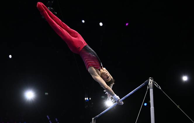 Netherlands Artistic Gymnastics World Championships 9271018 22.10.2026 Arsenii Dukhno of Team World Gymnastics Neutral Athletes 2 competes on the horizontal bar during the men s all-around final at the 2026 World Artistic Gymnastics Championships in Rotterdam, the Netherlands. Alexey Filippov Sputnik Rotterdam Netherlands  Copyright: xAlexeyxFilippovx