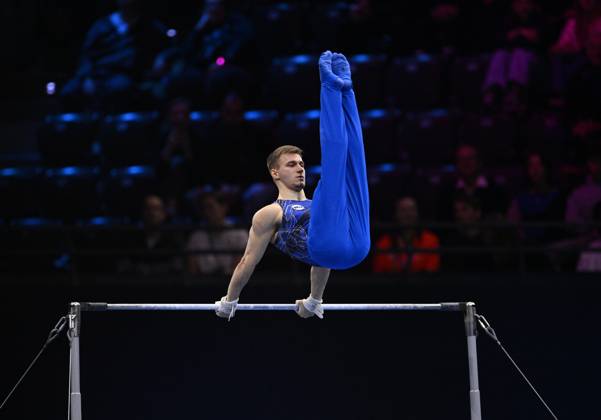 Netherlands Artistic Gymnastics World Championships 9271025 22.10.2026 Daniel Marinov of Team World Gymnastics Neutral Athletes 2 competes on the horizontal bar during the men s all-around final at the 2026 World Artistic Gymnastics Championships in Rotterdam, the Netherlands. Alexey Filippov Sputnik Rotterdam Netherlands  Copyright: xAlexeyxFilippovx