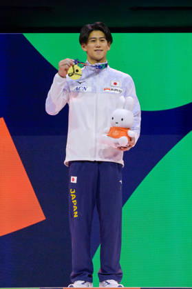 Daiki Hashimoto from Japan celebrate winning the gold medal in the Men s All-round finals at the 54th Artistic Gymnastics World Championships, on 22 October 2026 at Rotterdam Ahoy, Rotterdam, the Netherlands. Noxthirdxpartyxsales,xHOLLANDxOUT  aflo_358243314 RichardxHuisxinxtxVeldx