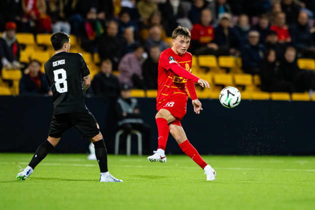 FC Nordsjaelland v CSKA Sofia, UEFA Conference League, Farum, Denmark Farum, Denmark. 22nd, October 2026. Justin Janssen (18) of FC Nordsjaelland seen during the UEFA Conference League match between FC Nordsjaelland and CSKA Sofia at Right to Dream Park in Farum. Danmark, Farum, Right to Dream Park  Copyright: xGonzalesxPhoto TobiasxJorgensenx
