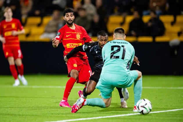 FC Nordsjaelland v CSKA Sofia, UEFA Conference League, Farum, Denmark Farum, Denmark. 22nd, October 2026. Ibrahim Adel (14) of FC Nordsjaelland equalises for 1-1 during the UEFA Conference League match between FC Nordsjaelland and CSKA Sofia at Right to Dream Park in Farum. Danmark, Farum, Right to Dream Park  Copyright: xGonzalesxPhoto TobiasxJorgensenx