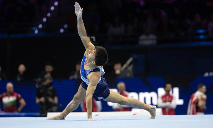 Rotterdam The Netherlands 23rd October 2026 World Championships artistic gymnastics. Men™s all round final Floor Jake Jarman (JPN) turnen