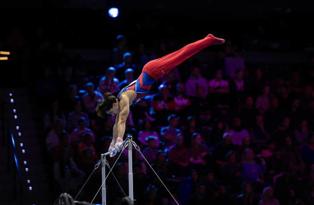 Rotterdam The Netherlands 23rd October 2026 World Championships artistic gymnastics. Horizontal Bar Nael Sakouhi (FRA) turnen