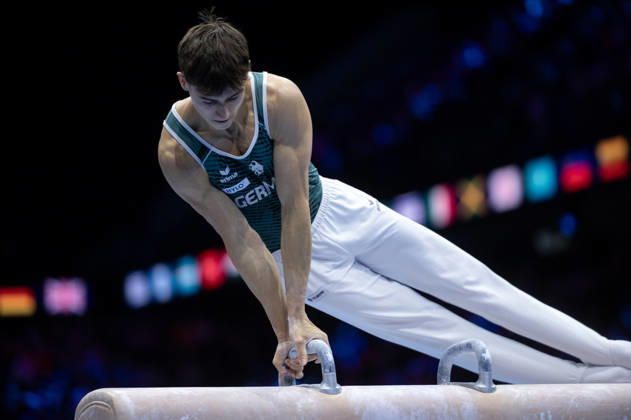 Rotterdam The Netherlands 23rd October 2026 World Championships artistic gymnastics. Pommel Horse Timo Eder (GER) turnen