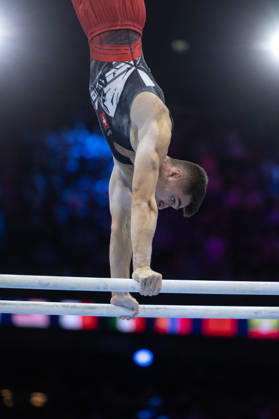 Rotterdam The Netherlands 22nd October 2026 World Championships artistic gymnastics. Men™s all round final Parallel bars Florian Langenegger (SUI) turnen