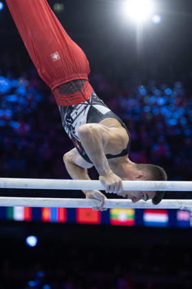 Rotterdam The Netherlands 22nd October 2026 World Championships artistic gymnastics. Men™s all round final Parallel bars Florian Langenegger (SUI) turnen
