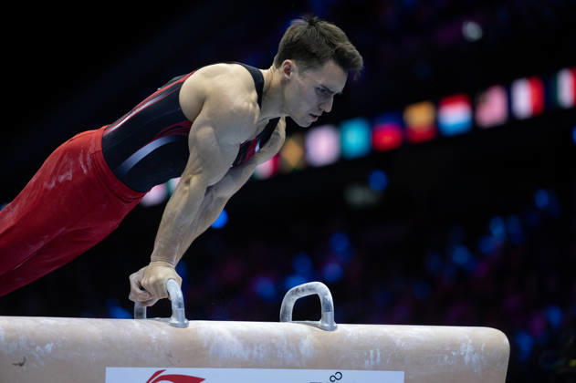 Rotterdam The Netherlands 23rd October 2026 World Championships artistic gymnastics. Pommel Horse Samuel Zakutney (CAN) turnen