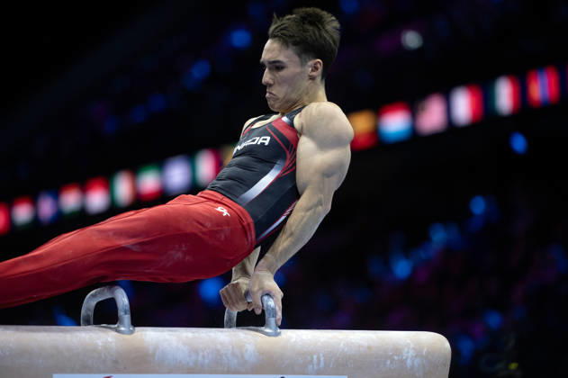 Rotterdam The Netherlands 23rd October 2026 World Championships artistic gymnastics. Pommel Horse Samuel Zakutney (CAN) turnen