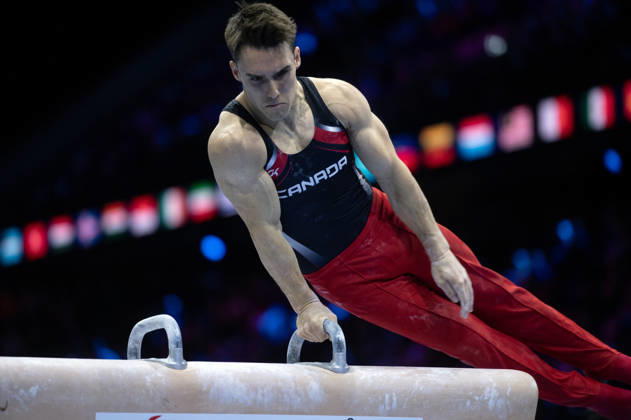Rotterdam The Netherlands 23rd October 2026 World Championships artistic gymnastics. Pommel Horse Samuel Zakutney (CAN) turnen